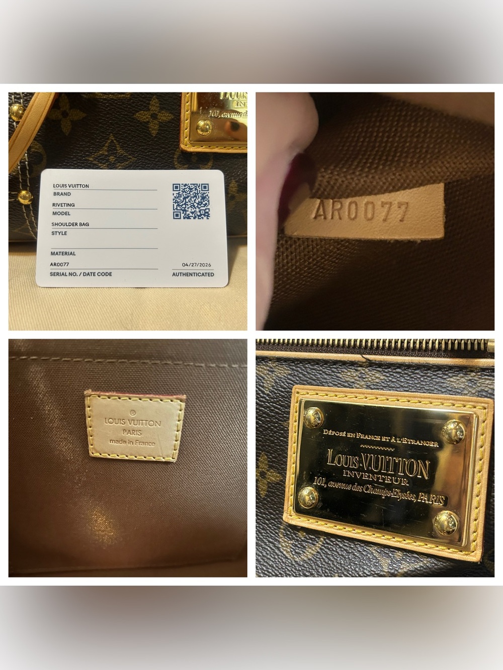LOUIS VUITTON RIVETING BAG EUC - Picture 12 of 17